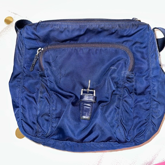 Prada crossbody bag navy re-nylon with pocket and buckle - Picture 9 of 12
